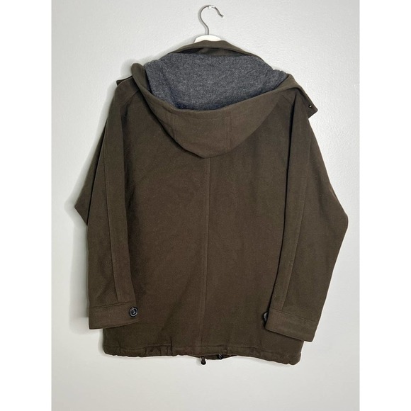 Vince Short Vest Hoodie Wool Jacket In Khaki Women's Size XS - Picture 8 of 10